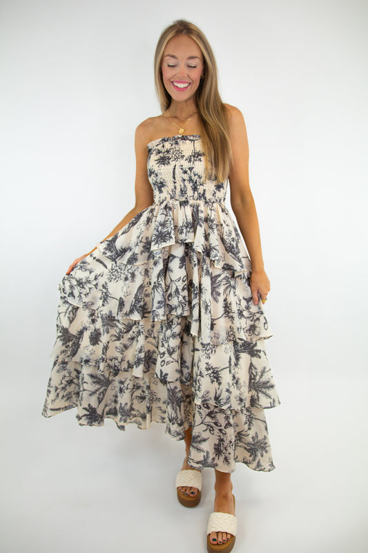 Strapless Layered Natural Maxi Dress