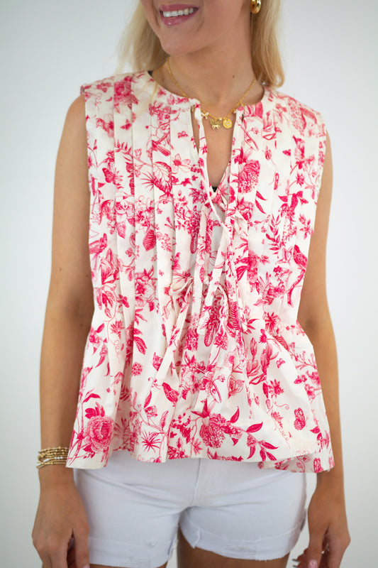Magenta Floral Peplum Top