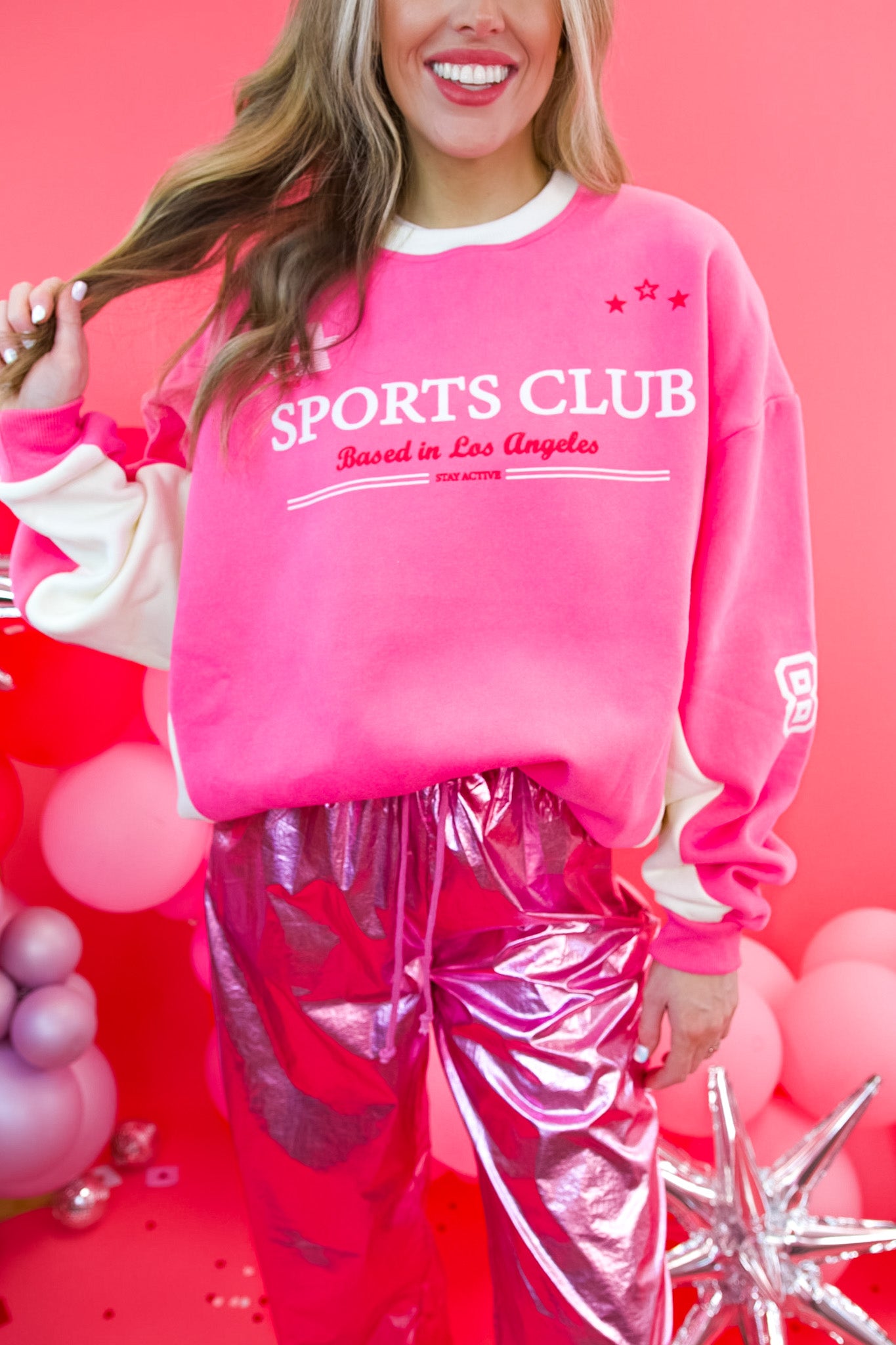Pink Sports Club Oversized Sweatshirt – For The Girls Boutique