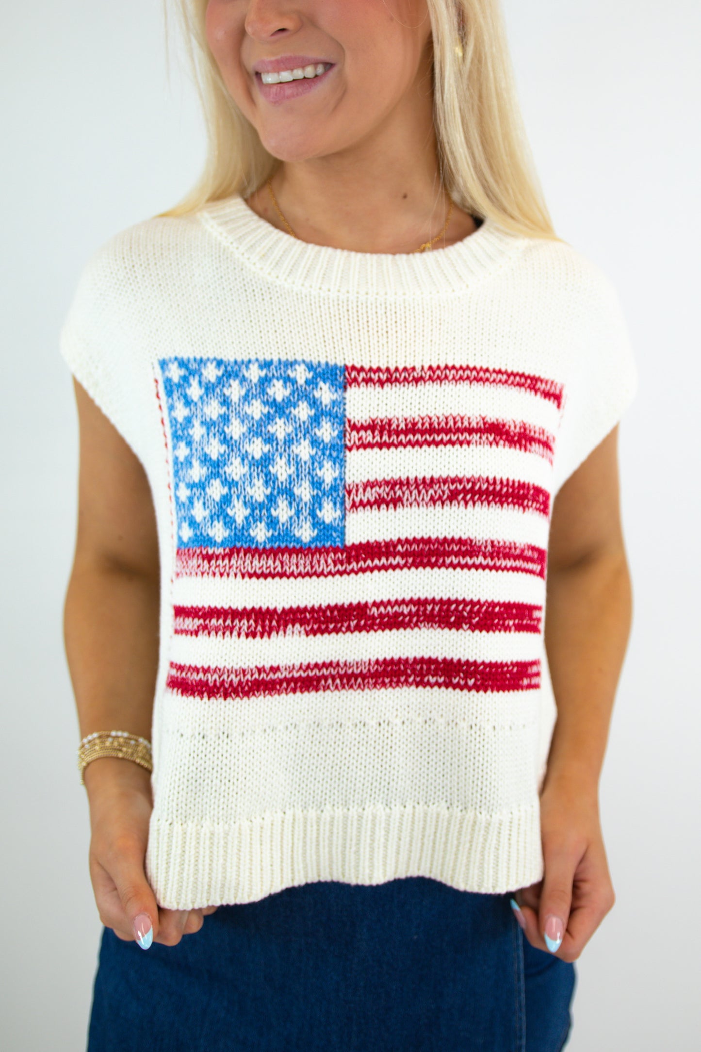 American Flag Lightweight Knit Top