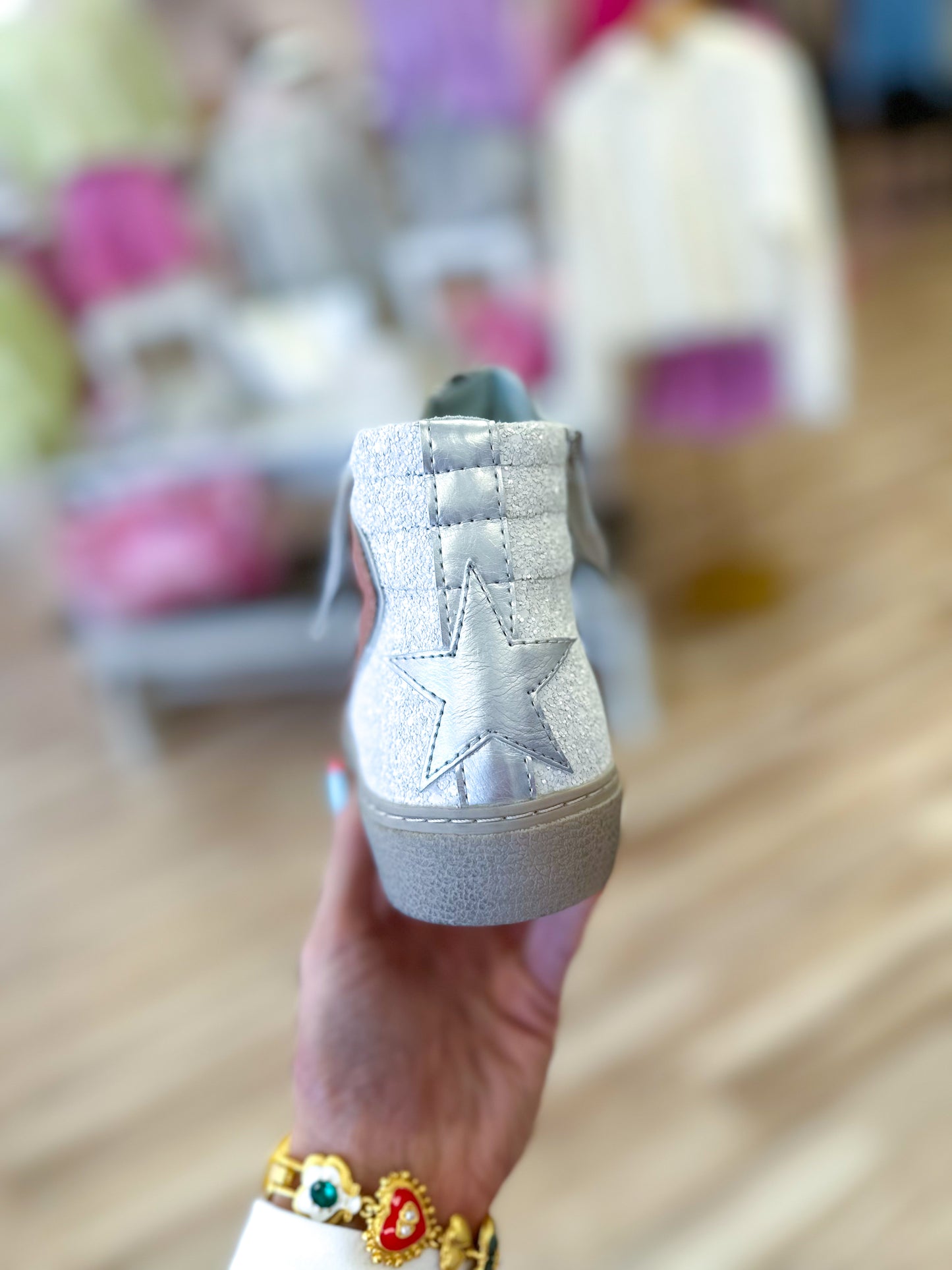 White Glitter Hi-top ShuShop Sneaker