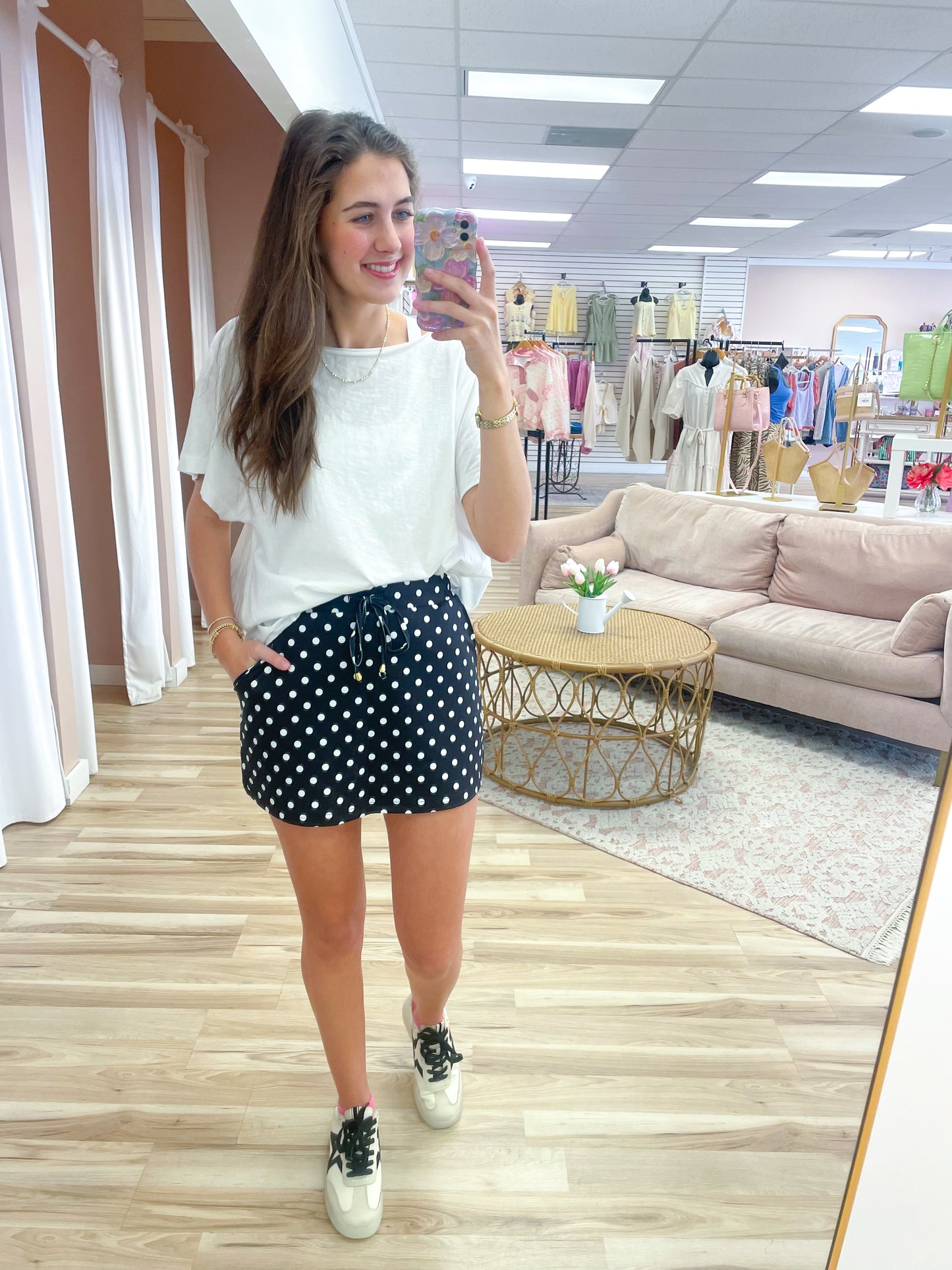 Black Polka Dot Athletic Skort