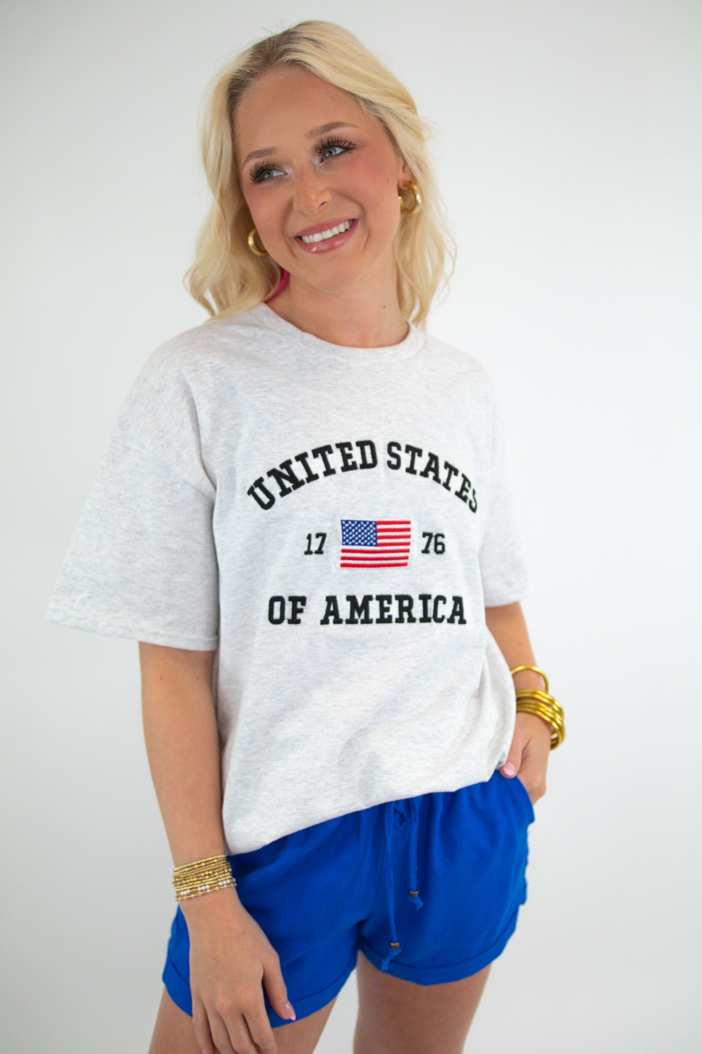 Embroidered USA 1776 Graphic Tee