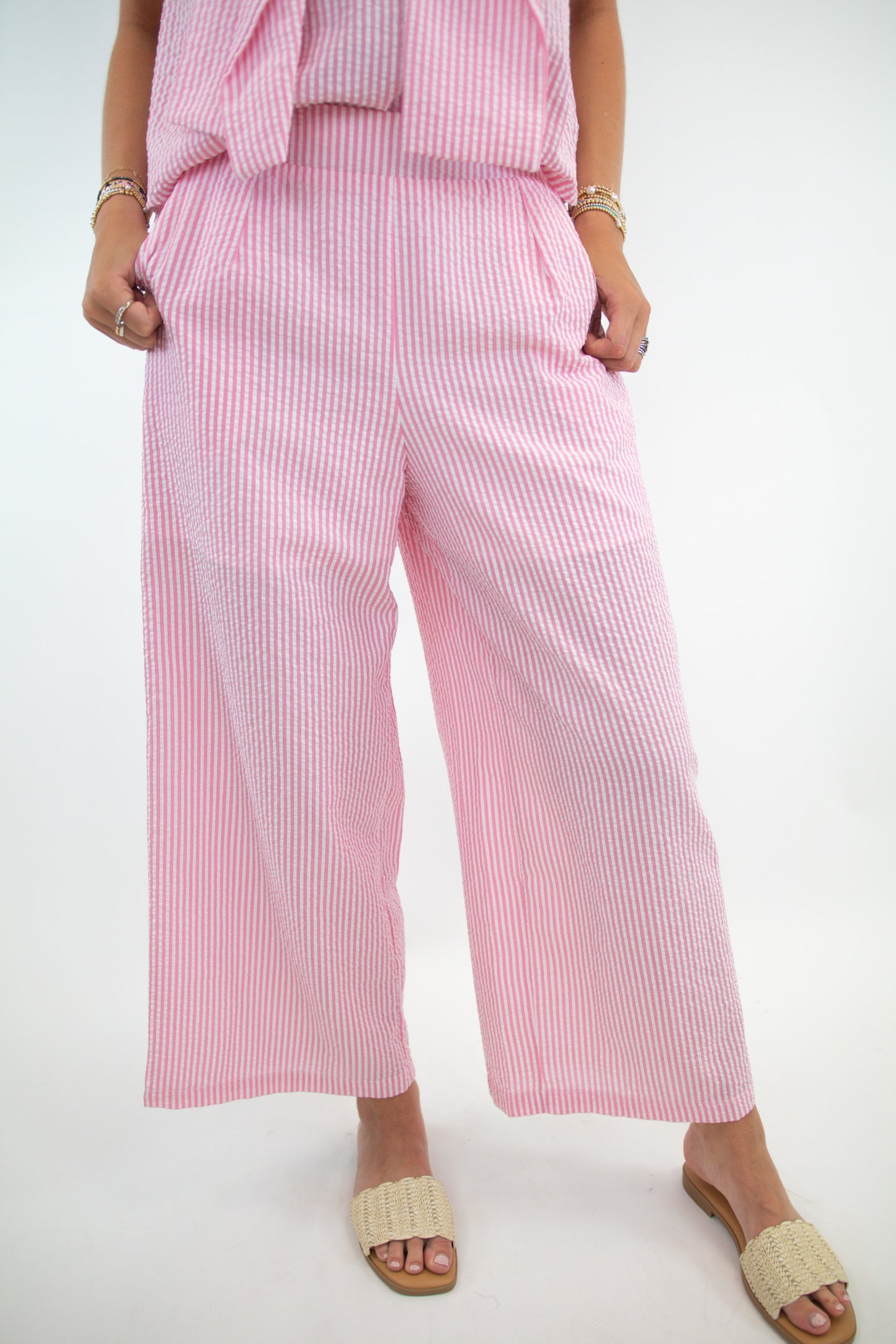Pink Striped Bow Set