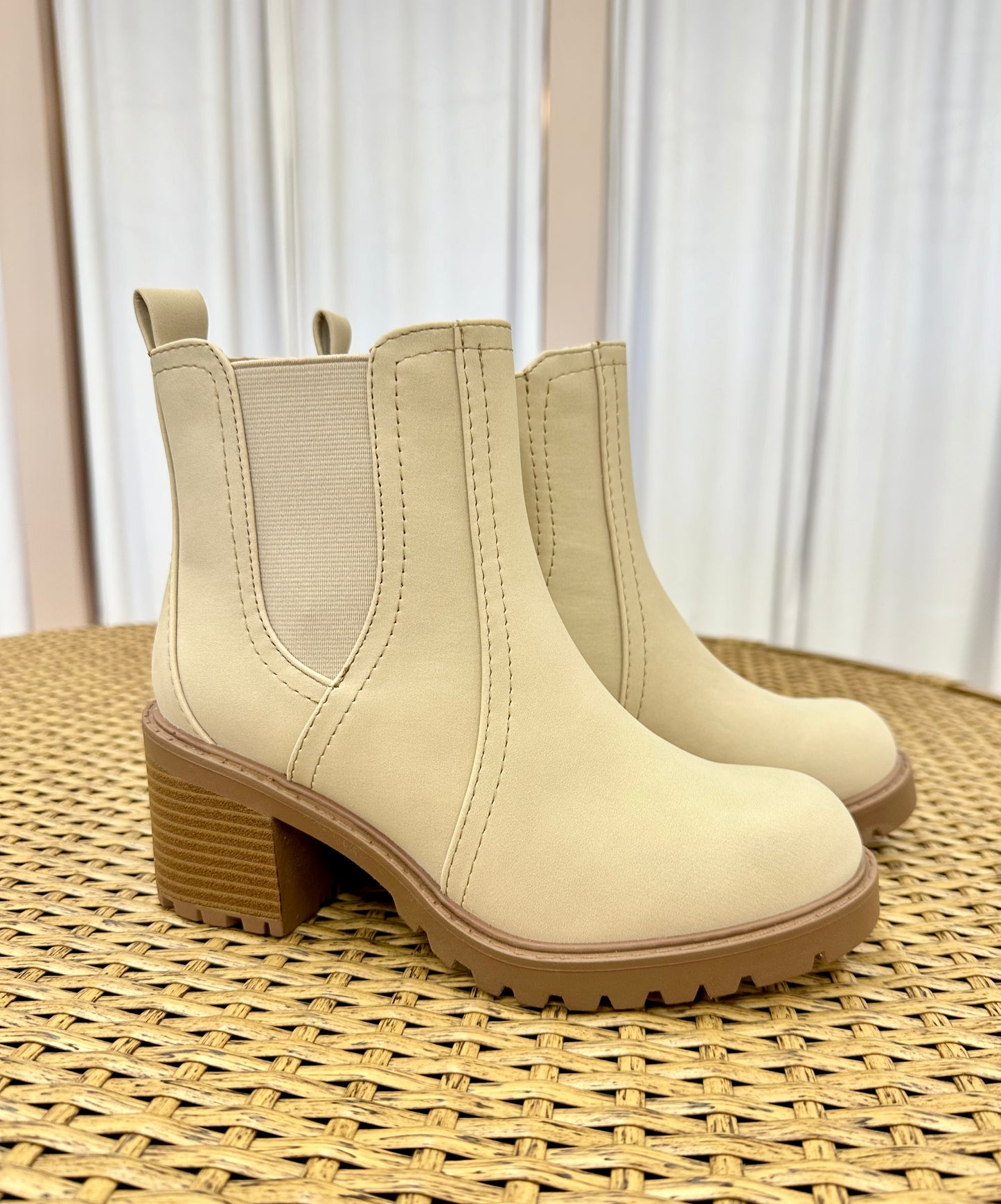 Beige Zip Booties