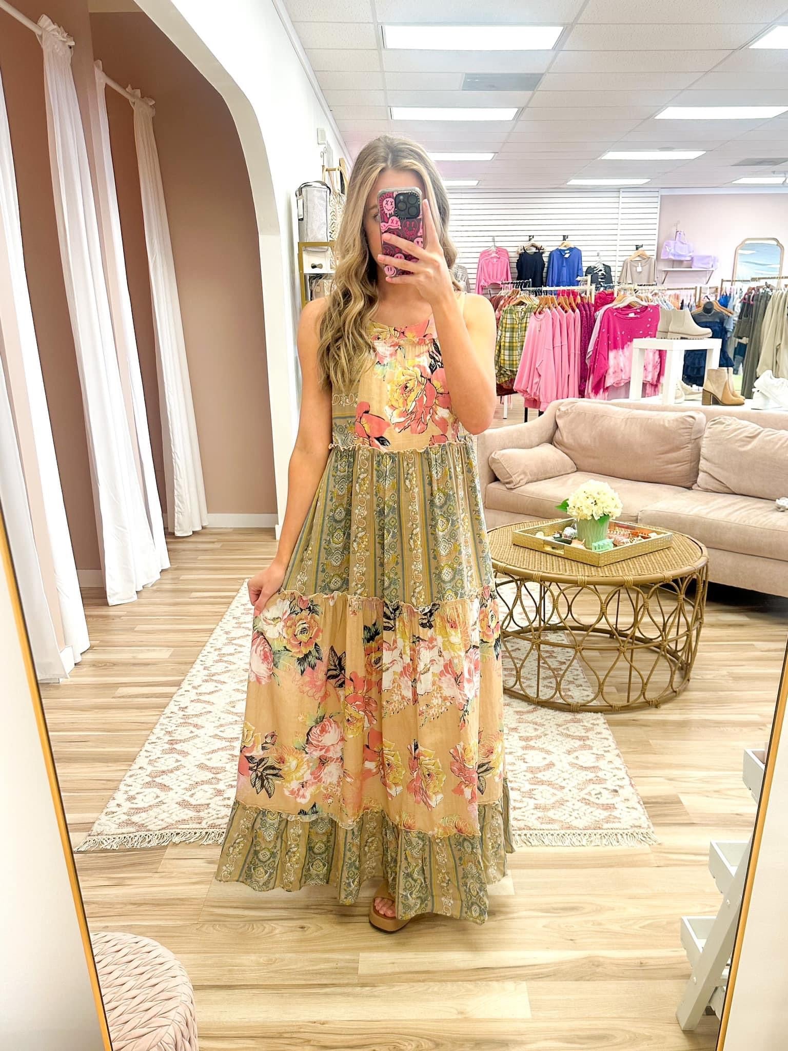 Boho Floral Maxi Dress- Curvy – For The Girls Boutique