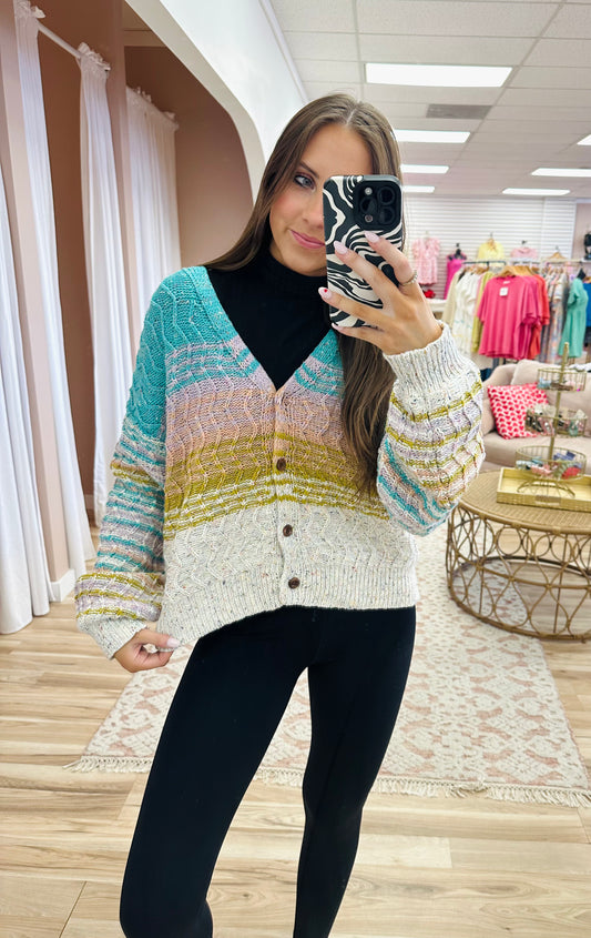 Multicolor Button Down Cardigan