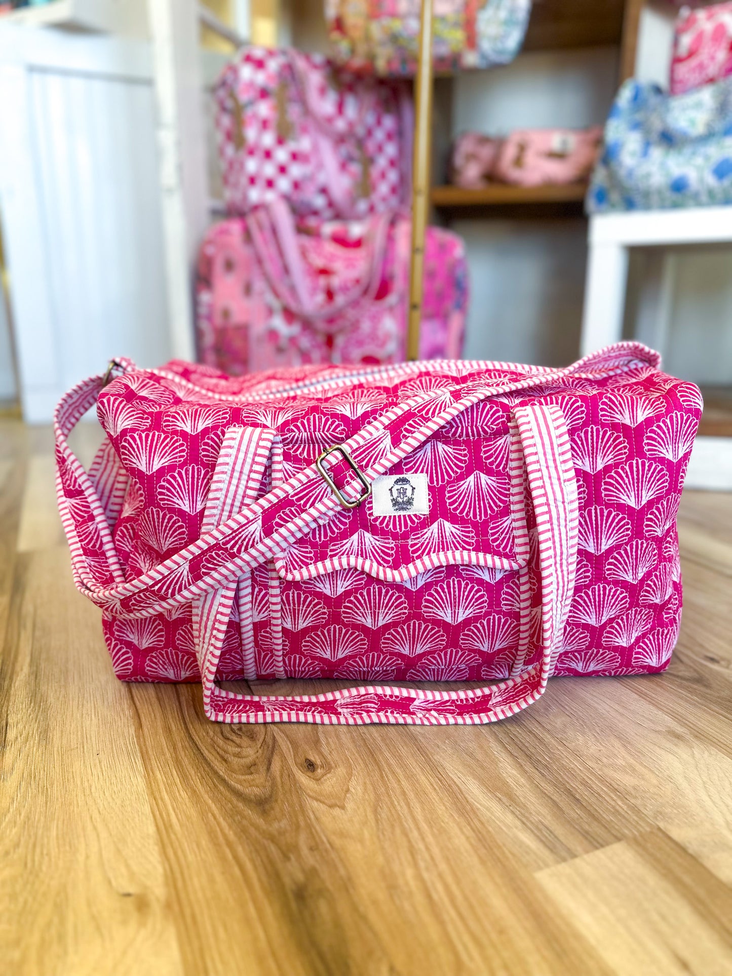 Pink Shell Large Scalloped Quilted Duffle