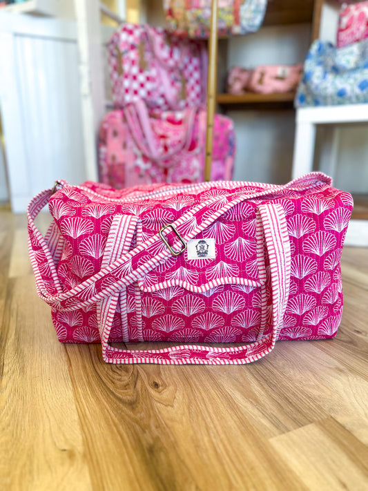 Pink Shell Large Scalloped Quilted Duffle