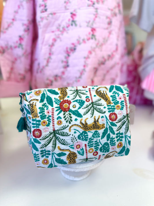 Aqua and Blue Tiger Cosmetic Bag