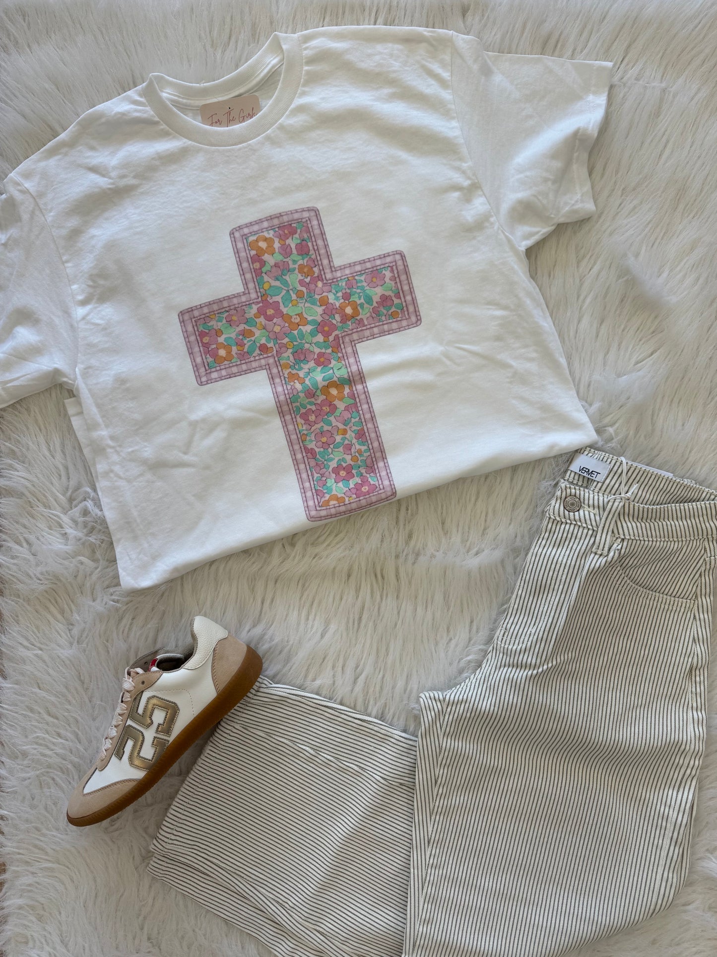 Floral Pink Cross Graphic Tee
