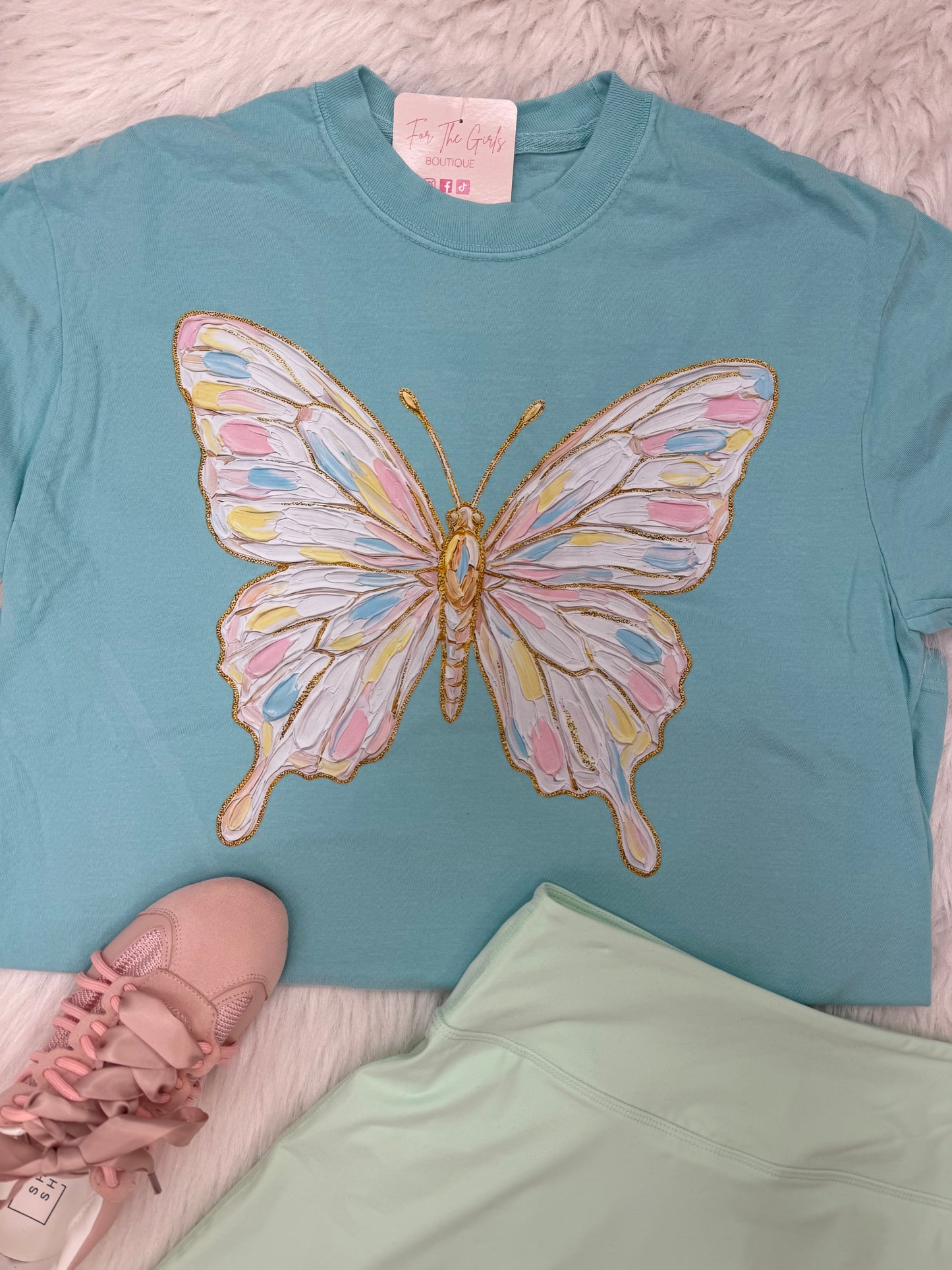 Blue Watercolor Butterfly Graphic Tee