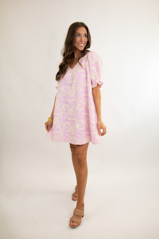 Floral Square Embroidered Dress