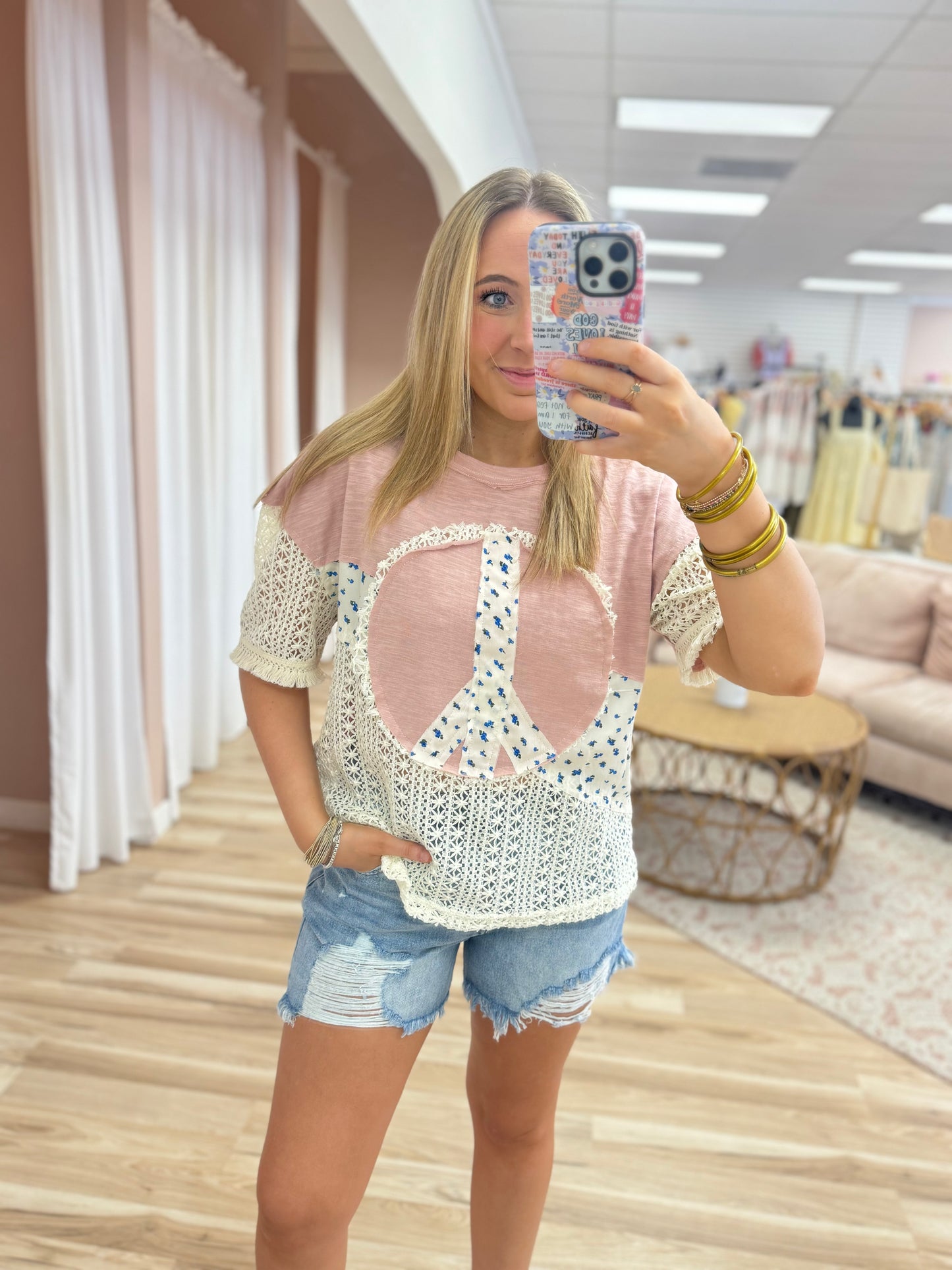 Knit Peace Sign Top