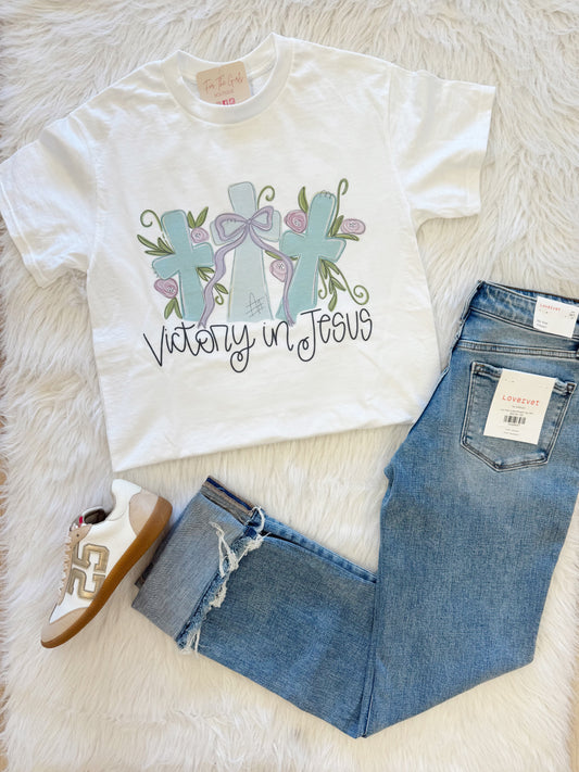 Victory In Jesus Cross Graphic Tee
