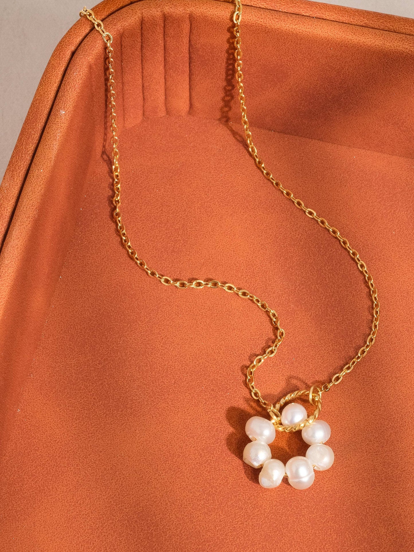 Bedelia 18K Gold Non-Tarnish Pearl Halo Necklace
