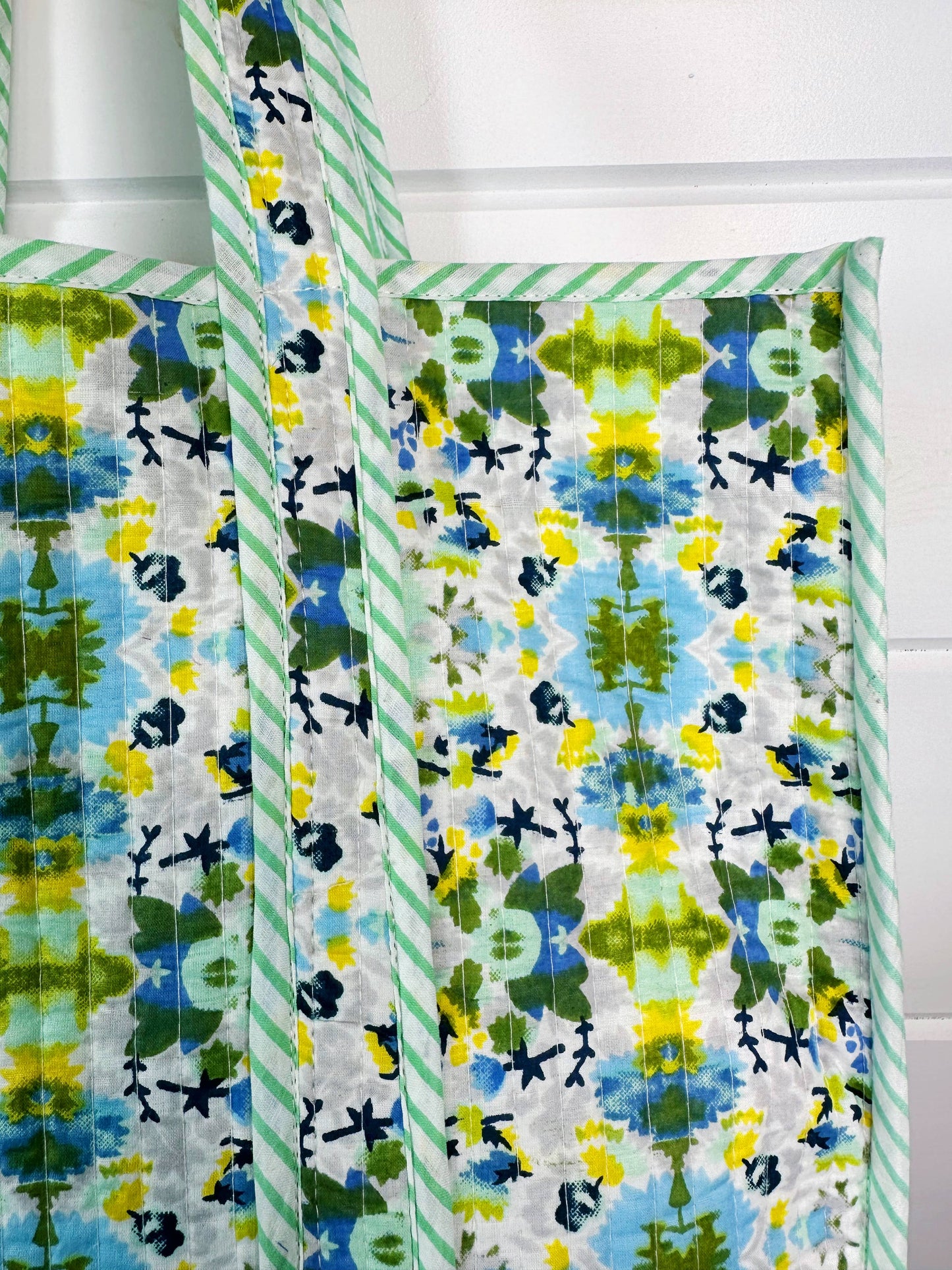 Aqua Kaliedescope Quilted Tote Bag