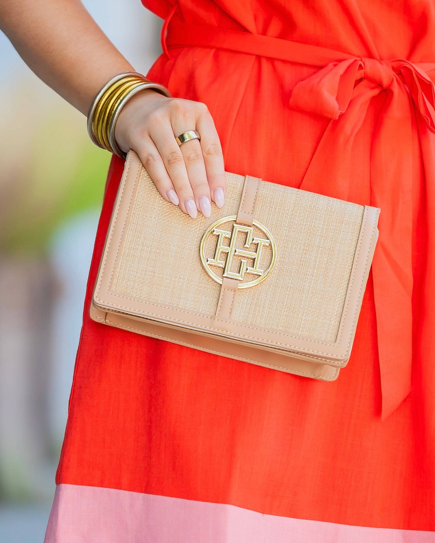 Cecilia Circle Logo Handbag Natural - Caroline Hill