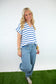 Striped Collared V-Neck Textured Top