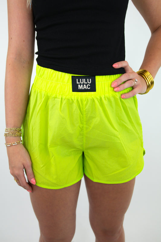 Lime Green Lulu Mac Shorts