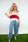 Red & White Striped Sleeveless Sweater