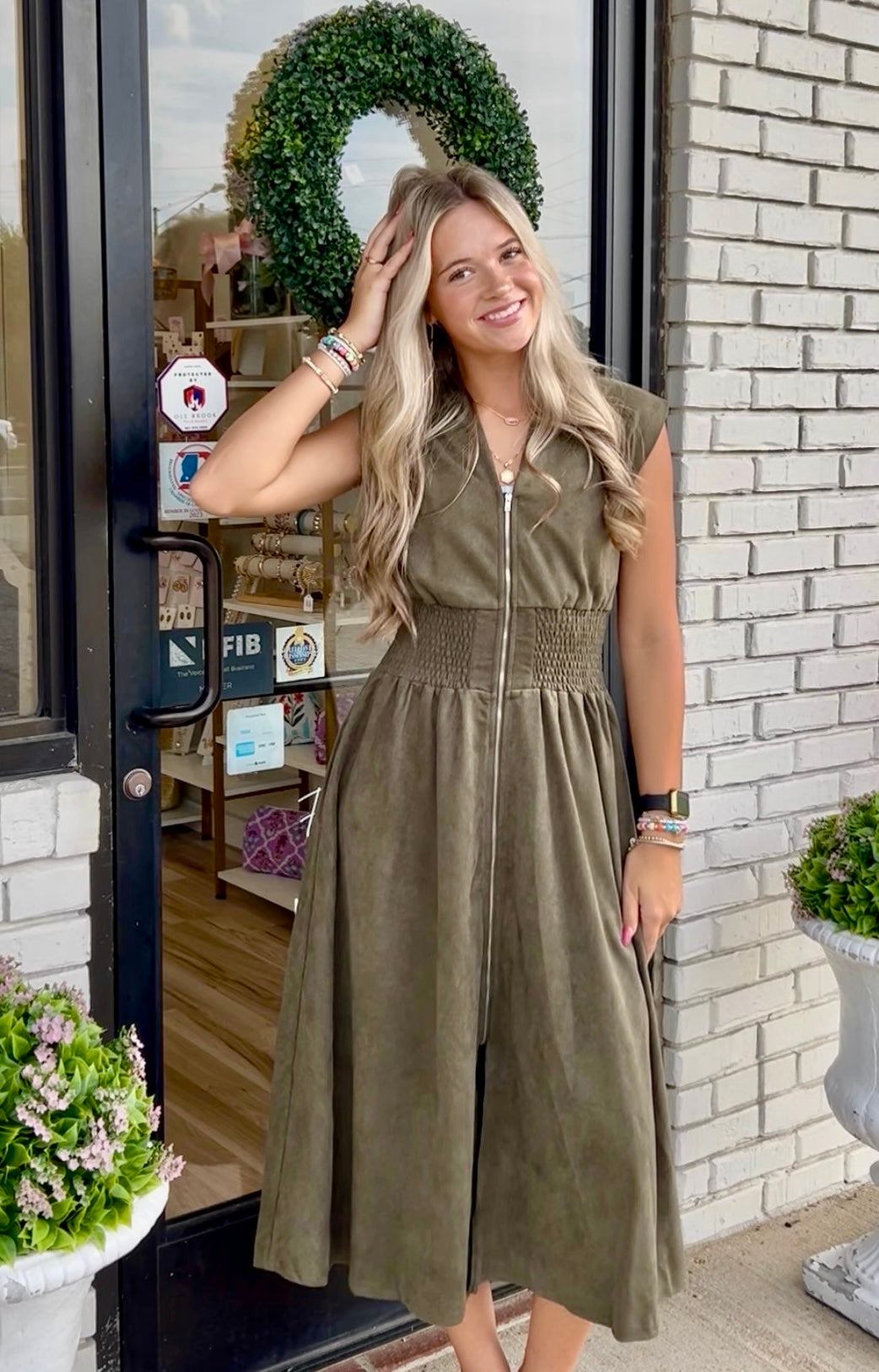 Olive Suede Midi