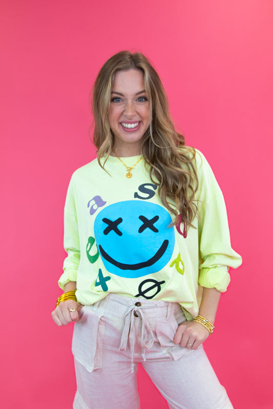 Lime Mineral Wash Smiley Tee