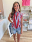 Red and Blue Bow Detail Blouse