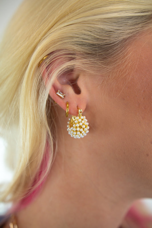 Pearl Mesh Hoop Earrings