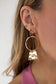 Gold Hoop Hammered Dangle Earrings