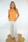 Sleeveless Orange Mock Neck Striped Top