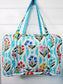 Aqua Garden Party Quilted Weekender Duffle Bag