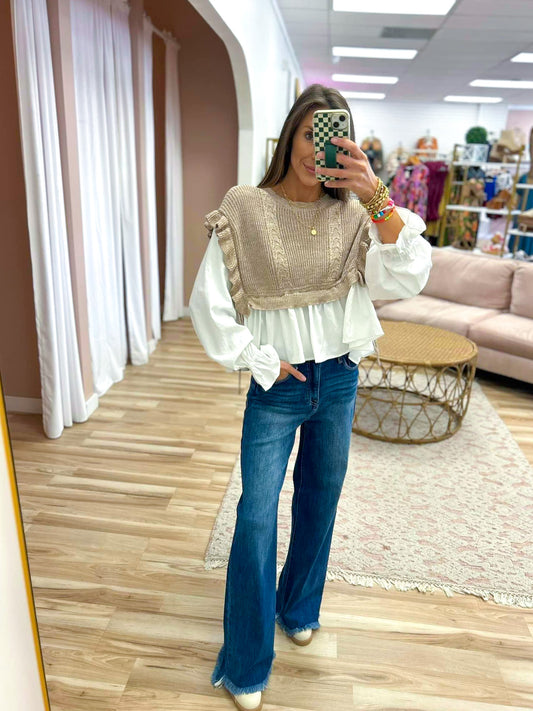 Latte Layered Knit Top