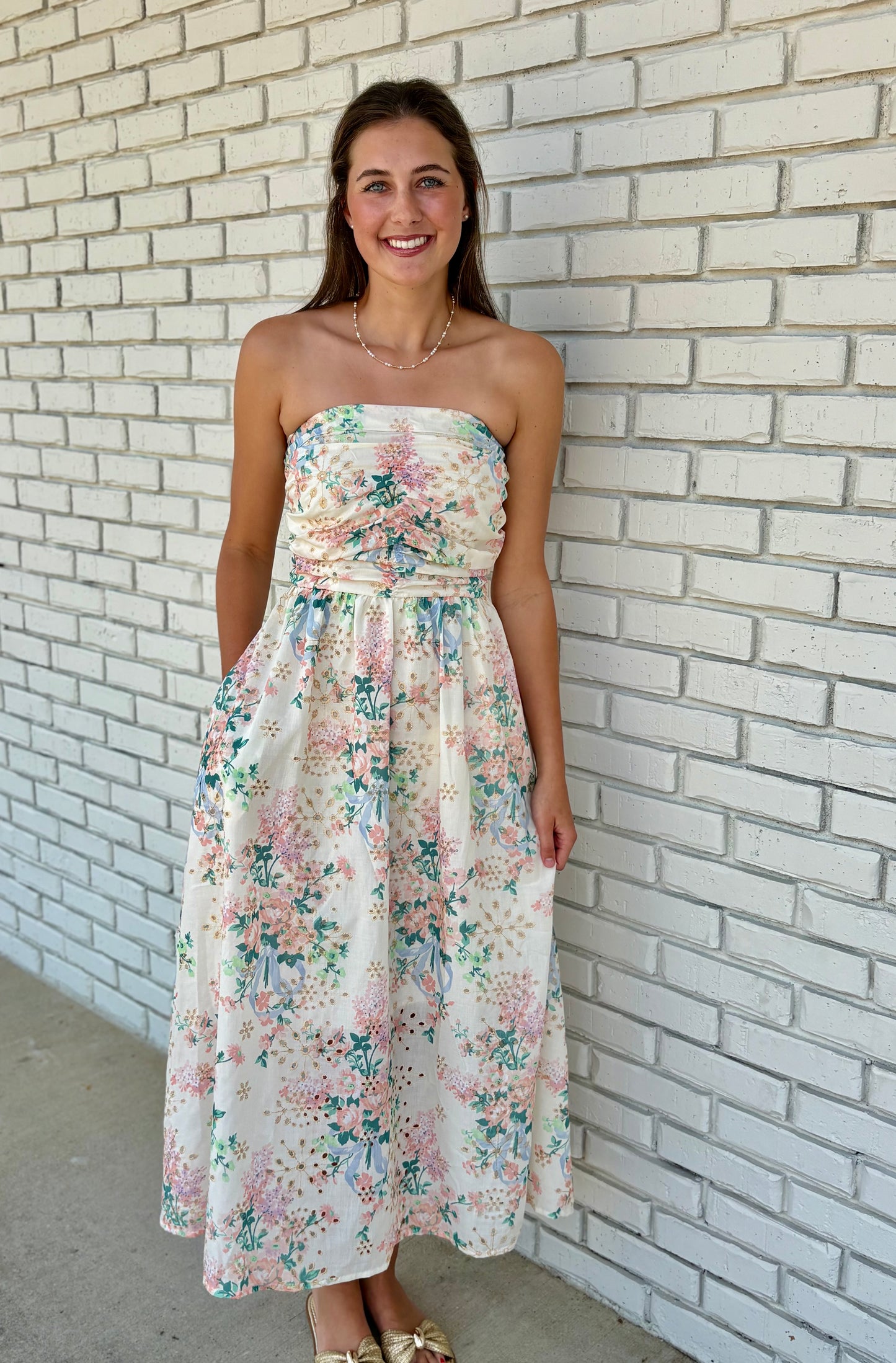 Meadow Ruched Midi Dress