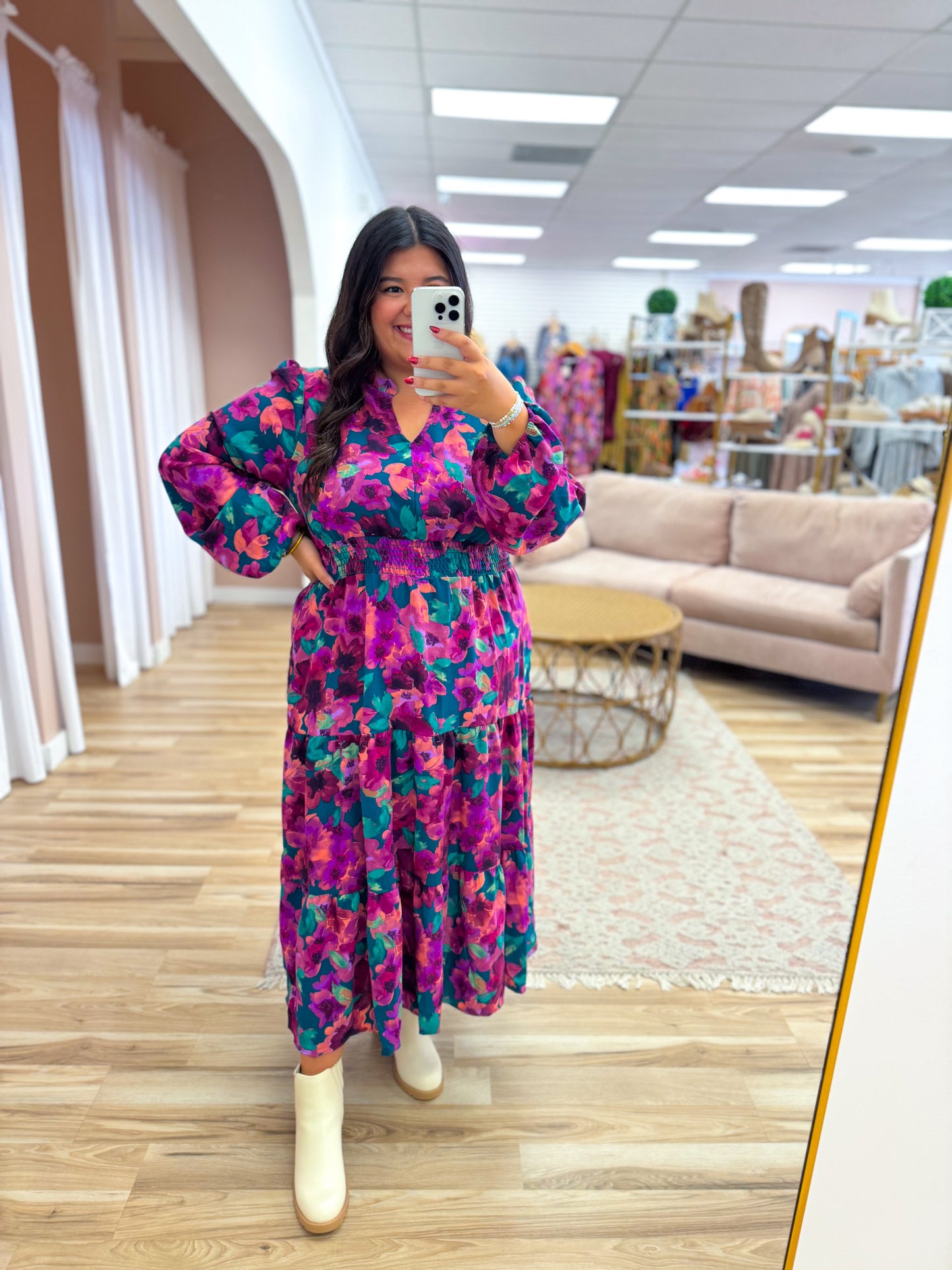 Plum Florals Maxi Dress - Curvy