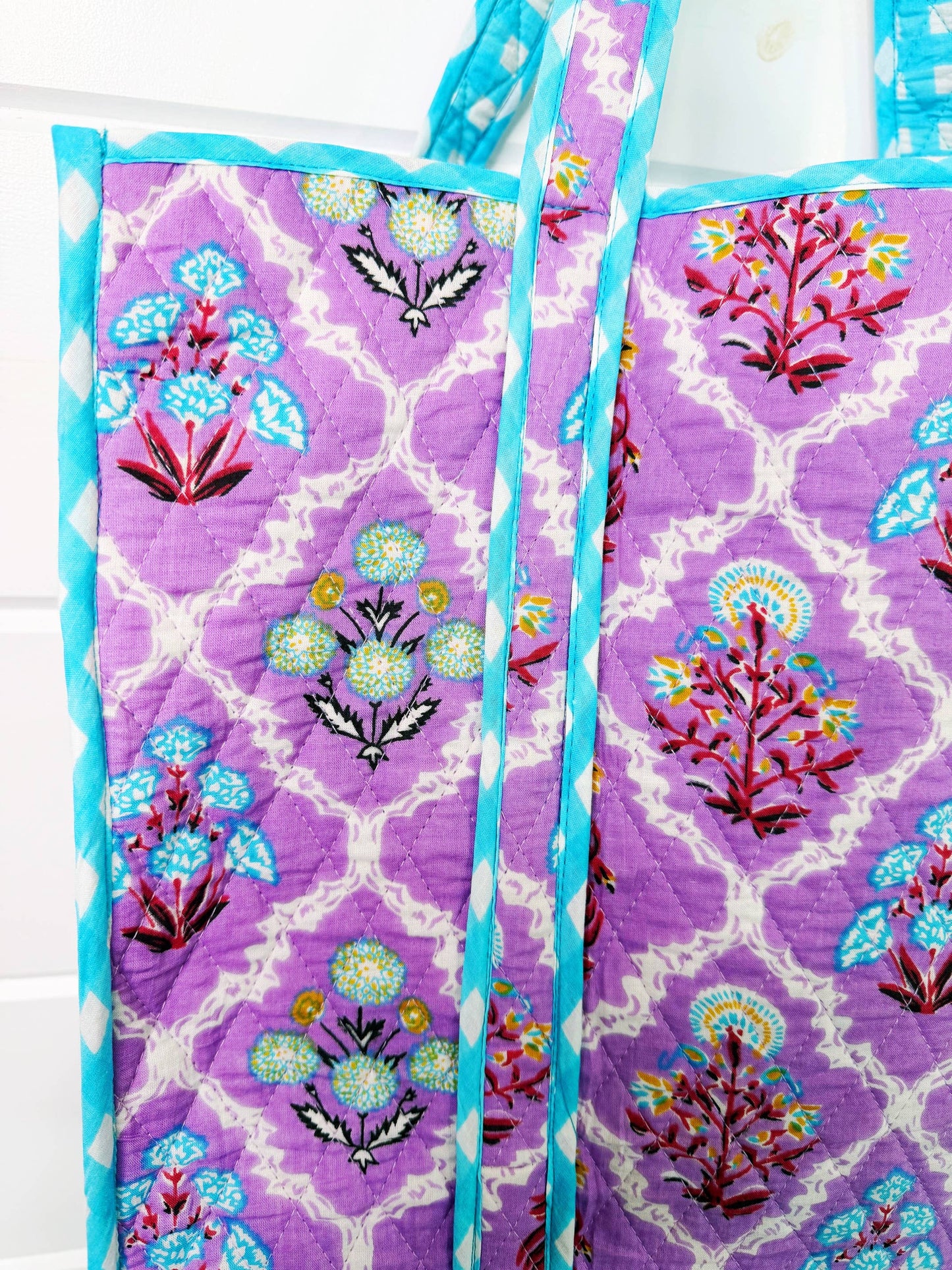 Purple Wildflowers Quilted Travel Tote