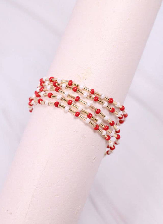 Hardy Bracelet Set RED WHITE: Default
