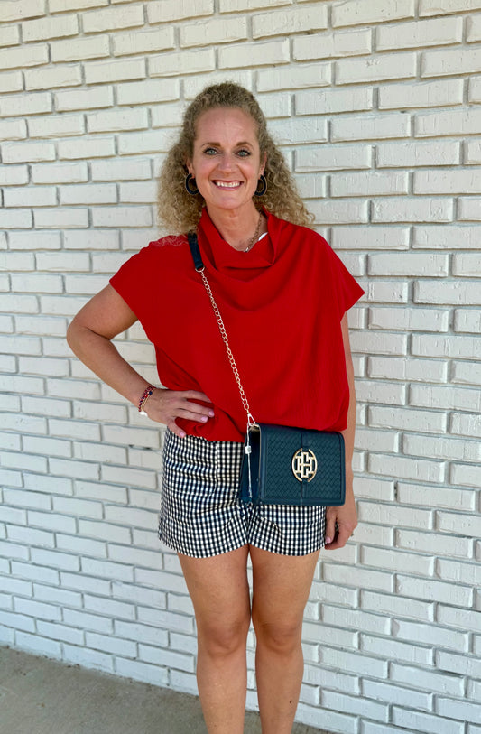 Navy Gingham Shorts