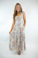 Blue Lace Trim Tiered Maxi Dress
