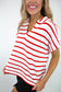 Striped Collared V-Neck Textured Top