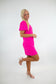 Puff Sleeve Hot Pink Dress