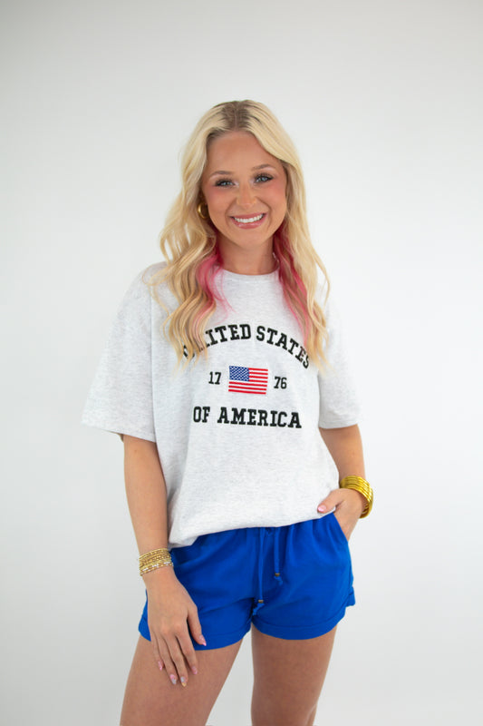 Embroidered USA 1776 Graphic Tee