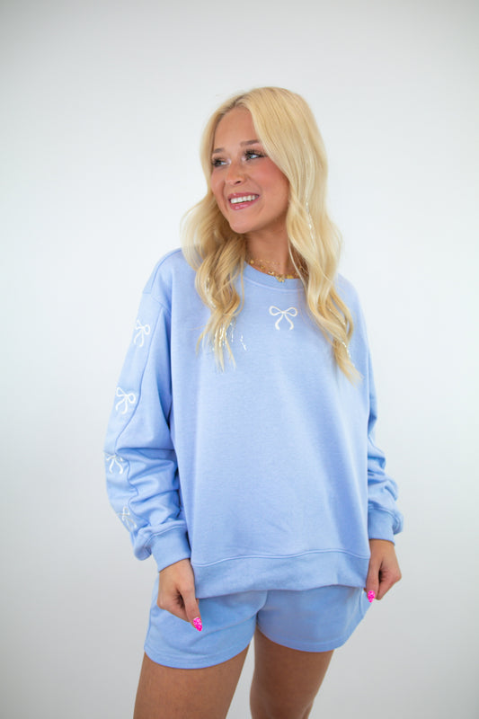 Embroidered Ribbon Bow Pullover