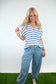 Striped Collared V-Neck Textured Top