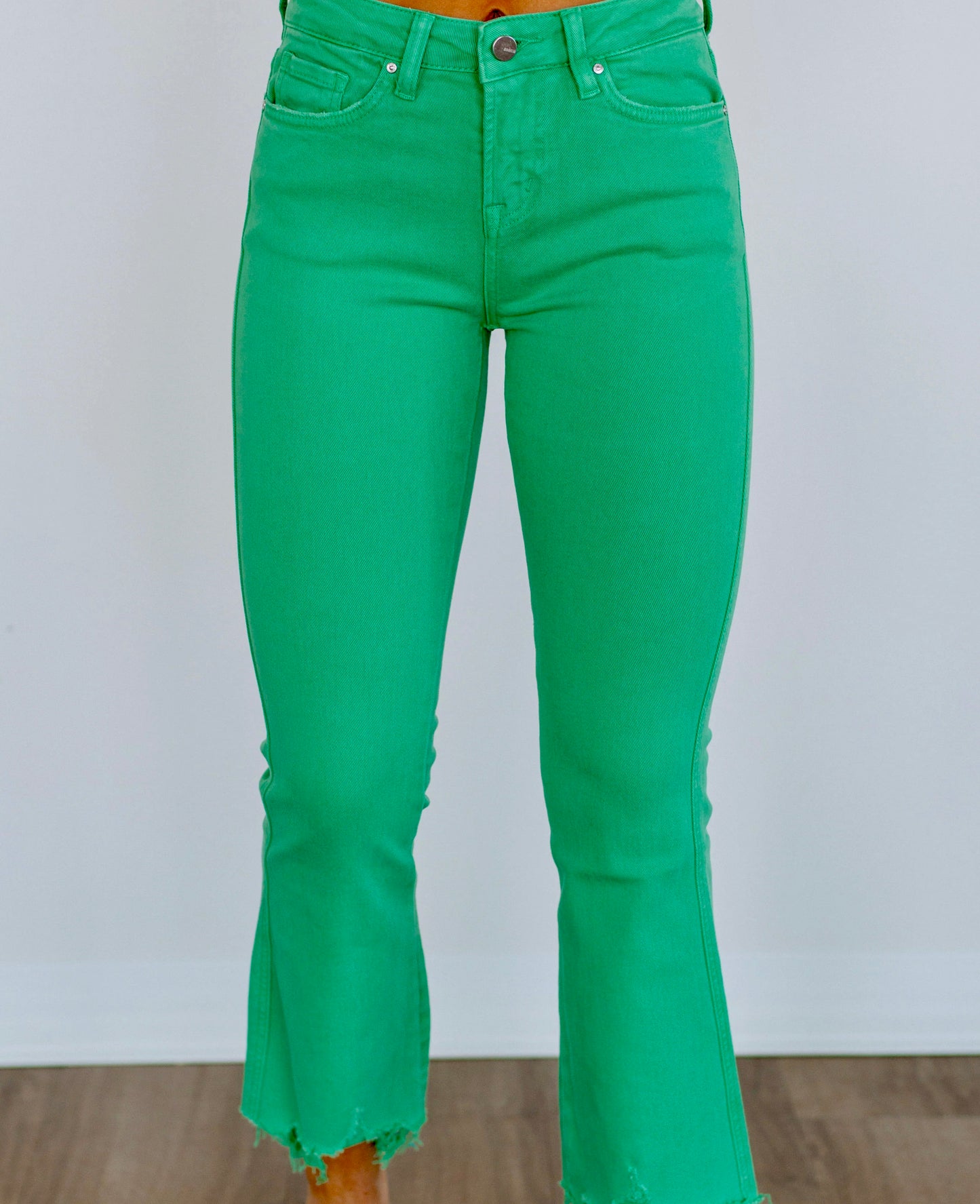 High Rise Crop Flare - Light Green