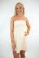 Off White Strapless Denim Dress