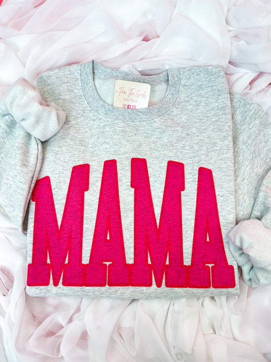 Varsity Mama Pullover- Hot Pink