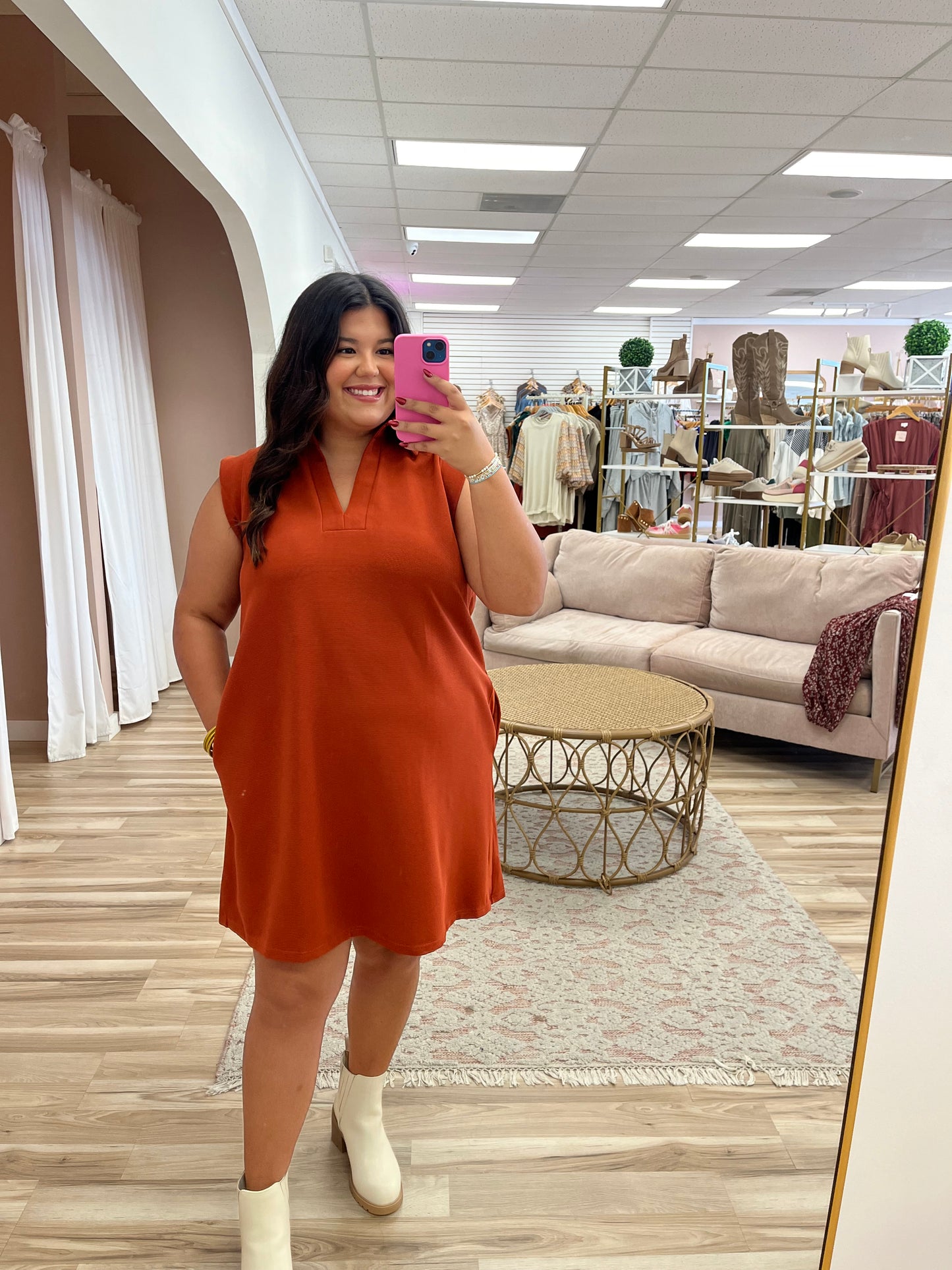 Ribbed Collared Dress - Curvy