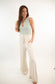 Smocked Waist Linen Wide Leg Pants
