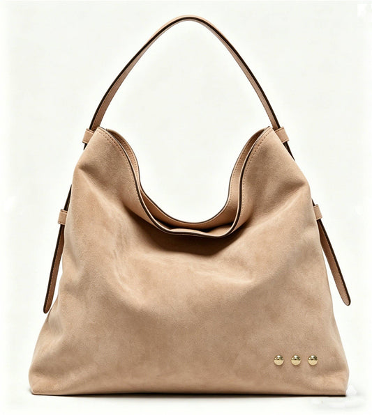 Evie Suede Hobo Shoulder Bag - Taupe
